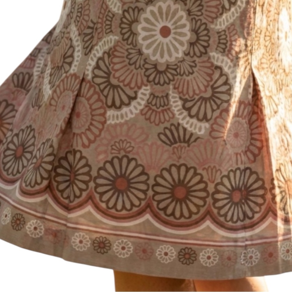 LOFT Cotton Fully Lined Floral Patterned Skirt in Brown/Cream/Reds Size 2P - Picture 2 of 9